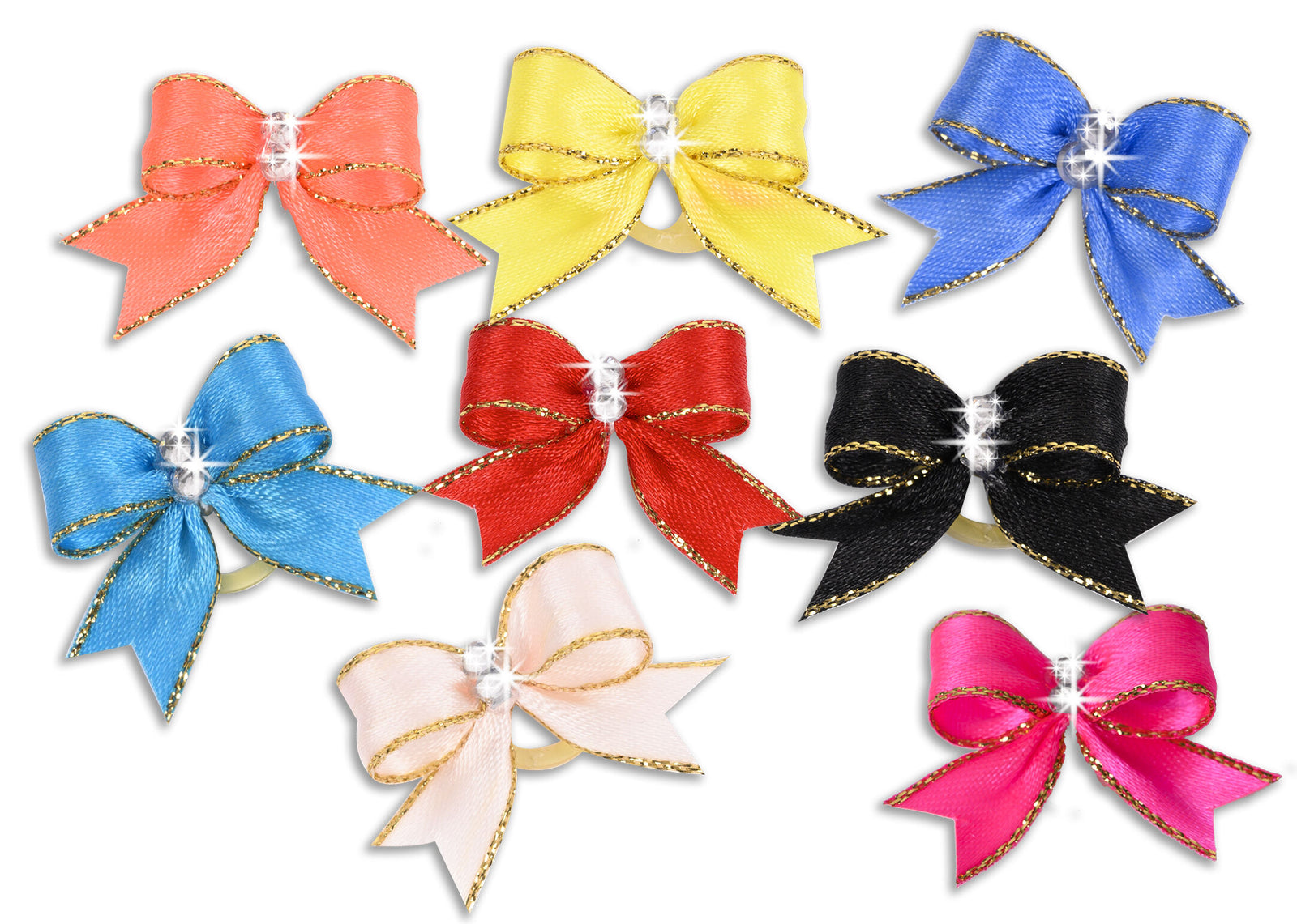 Show Tech Cutie Sparkle Bow with Elastic 8 pcs Bows with Rhinestone 3cm