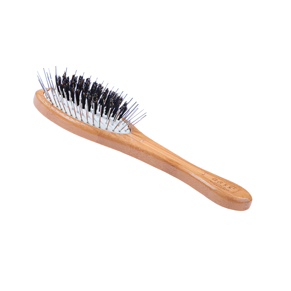 Wire/Boar Pet Groomer - Bamboo Wood Handle Medium Size