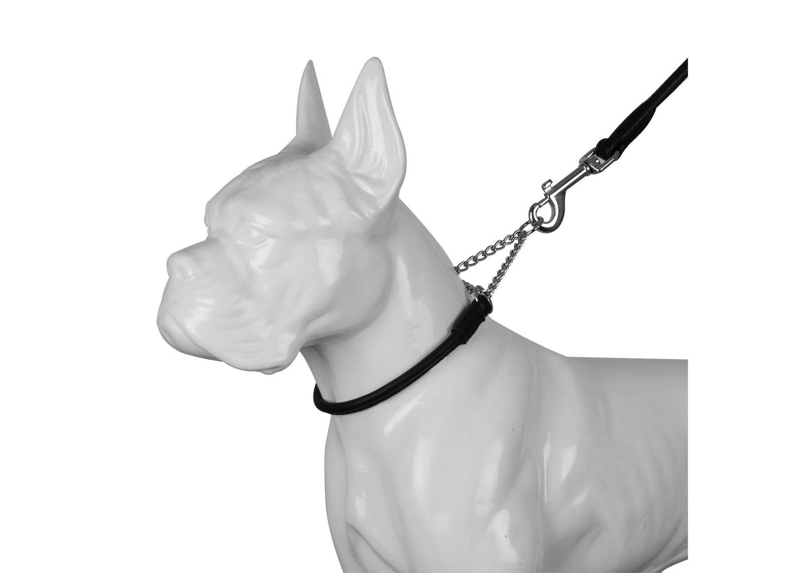 Dapper Dogs Leather Half Check Elk Black Leather Collar