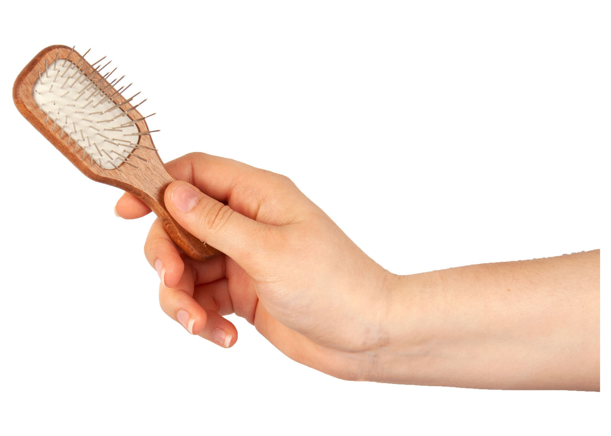 Show Tech Mini Wooden Pin Brush 12cm Rectangular Walnut