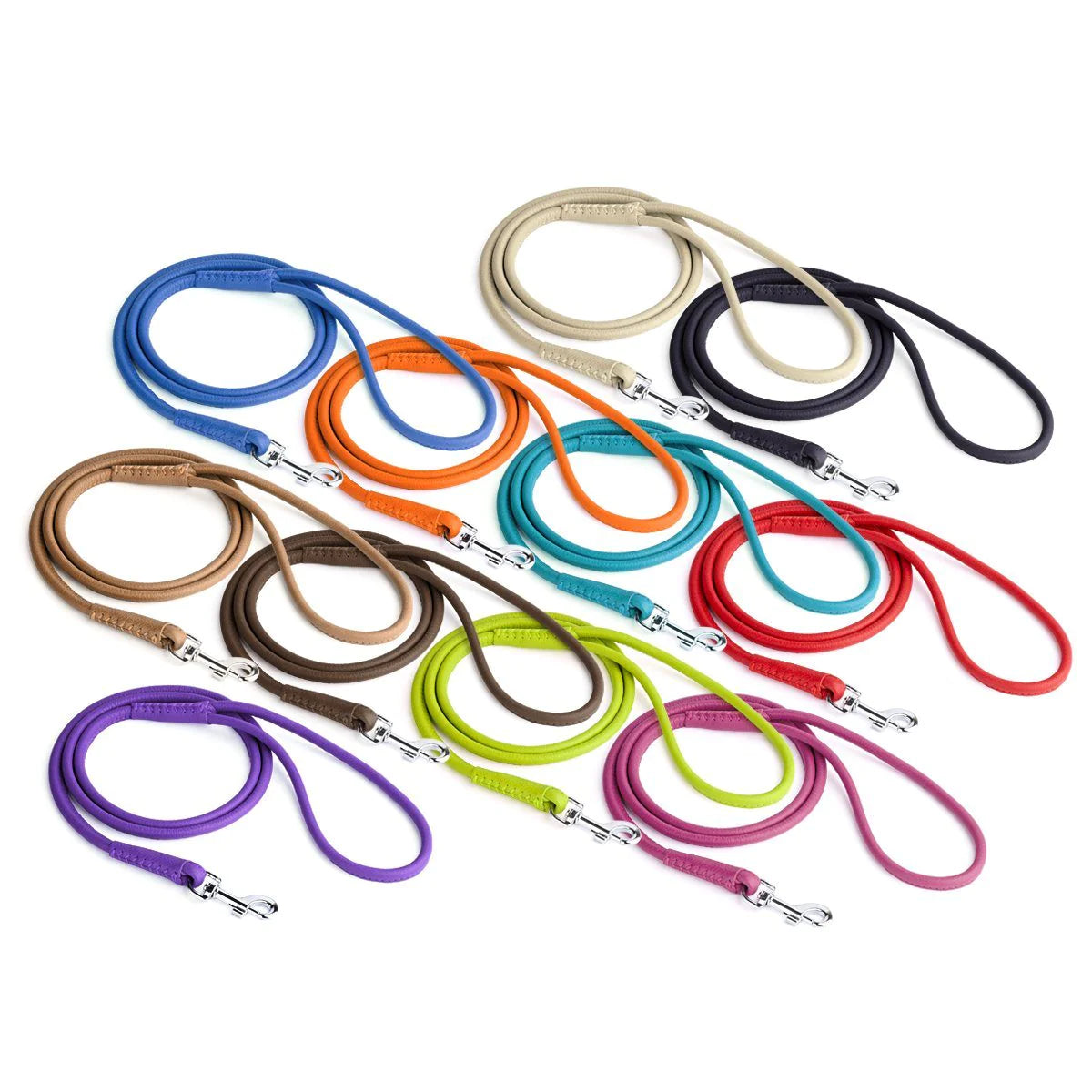 DogLine Soft Leather Round Lead - W1/4&quot; - L72&quot;
